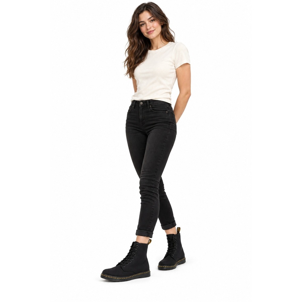 DR. MARTENS Sheridan Black Canvas 8-Eye Boots Women's Size 10 NWOT